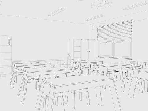 Cartoon Classroom Modelo 3D