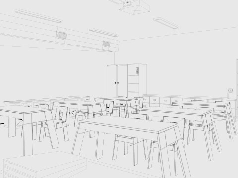 Cartoon Classroom Modelo 3D