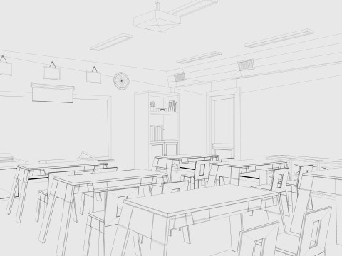 Cartoon Classroom Modelo 3D