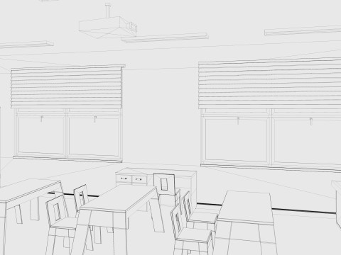 Cartoon Classroom Modelo 3D