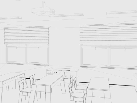 Sala de aula de desenho animado Modelo 3D