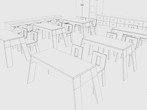 Sala de aula de desenho animado Modelo 3D