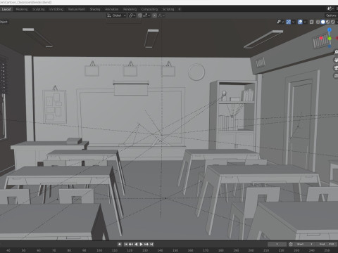 Cartoon Classroom Modelo 3D