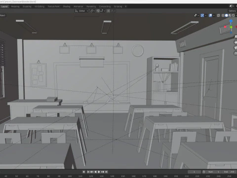 Sala de aula de desenho animado Modelo 3D