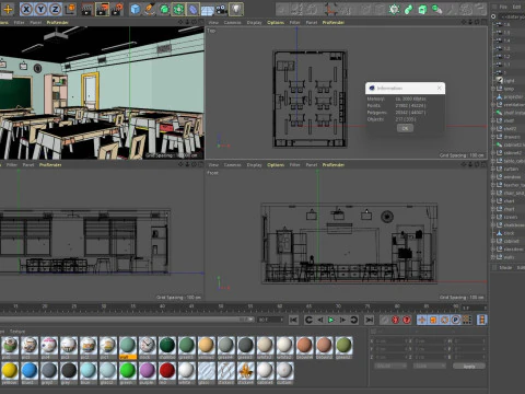 Sala de aula de desenho animado Modelo 3D