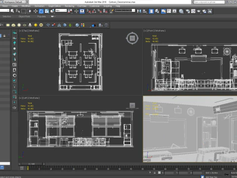 Sala de aula de desenho animado Modelo 3D