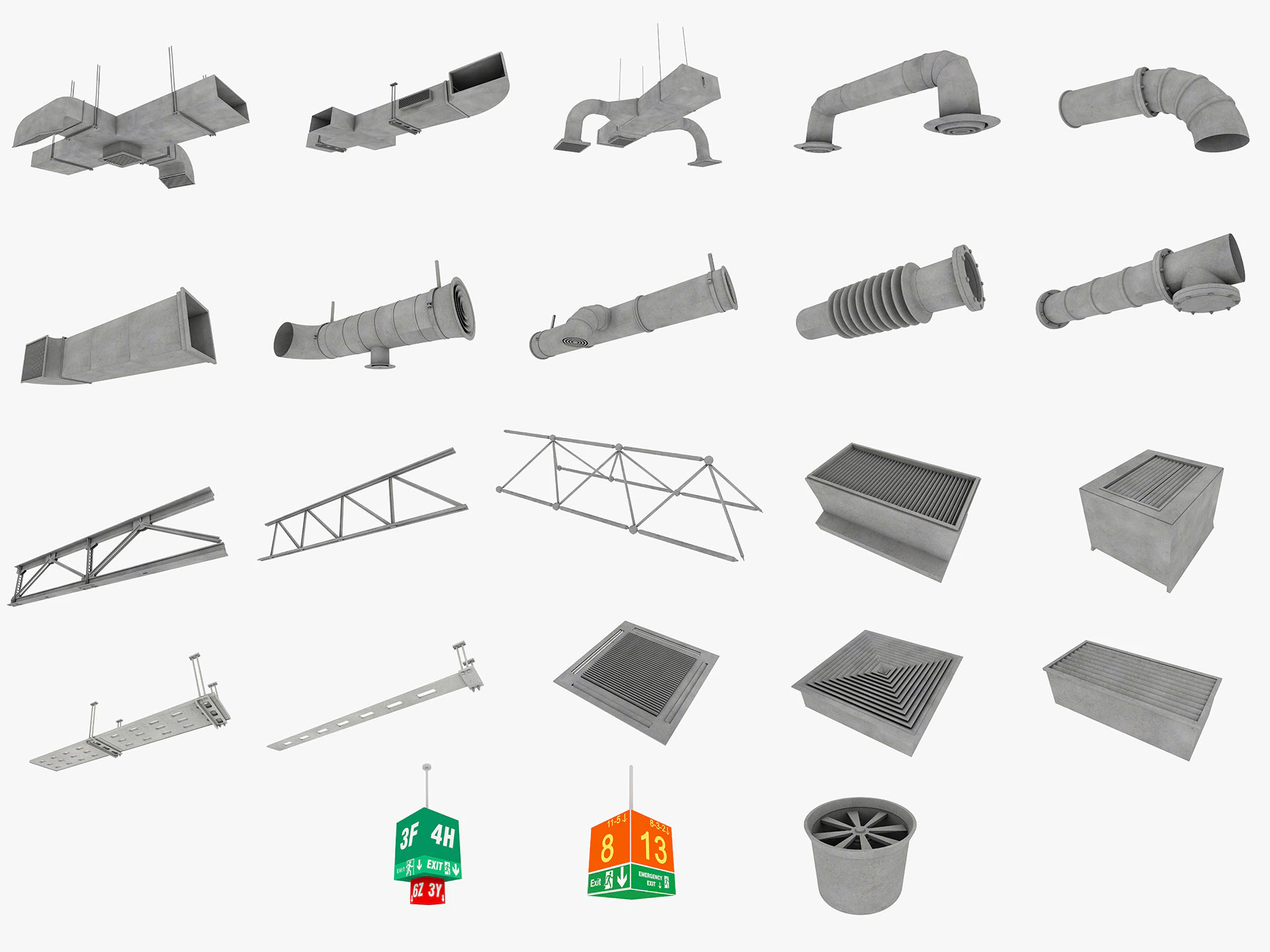 Tubi a soffitto e sfiato Modello 3D .c4d .max .obj .3ds .fbx .stl .blend 