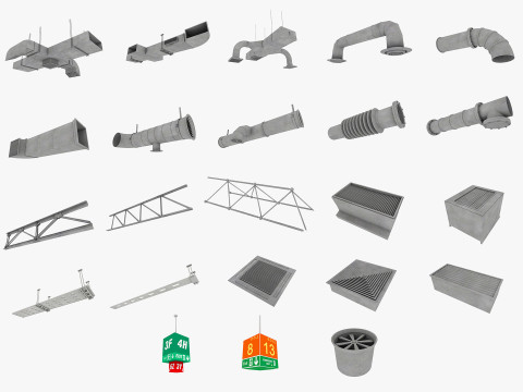 Ceiling pipes and vent Modelo 3D