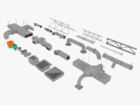 Ceiling pipes and vent 3D Model