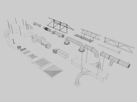 Ceiling pipes and vent 3D Model