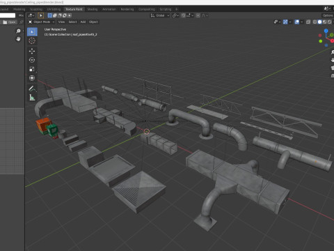 Ceiling pipes and vent 3D Model