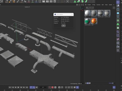 Ceiling pipes and vent 3D Model