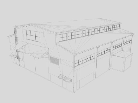 Industrial building warehouse 7 Modello 3D