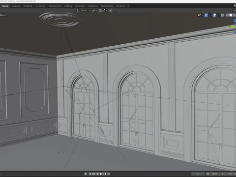 Інтер'єр базової кімнати лофт 3D Модель