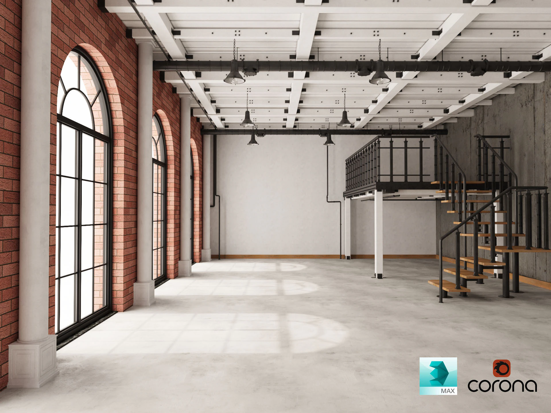 Loft Office industrial 3D Model .c4d .max .obj .3ds .fbx .stl .blend