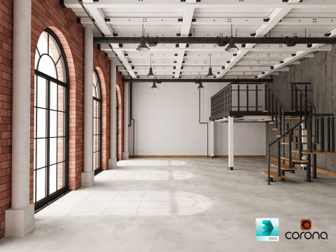 Loft Office industrial Modello 3D