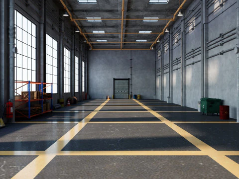 Interno della fabbrica del magazzino Modello 3D