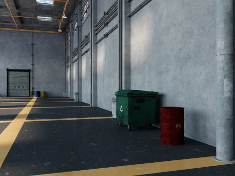 Interno della fabbrica del magazzino Modello 3D