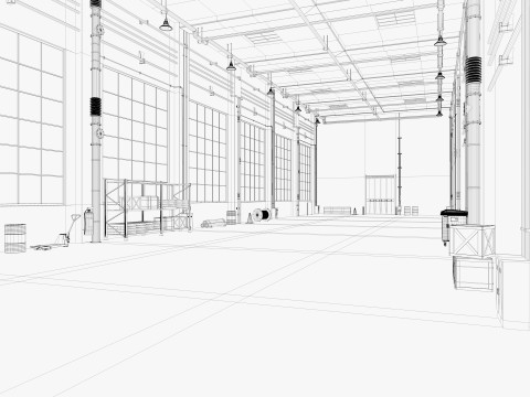 Warehouse Factory interior Modelo 3D