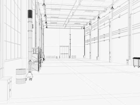 Warehouse Factory interior Modelo 3D