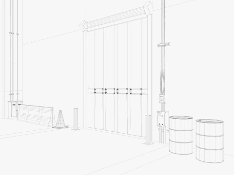 Interno della fabbrica del magazzino Modello 3D
