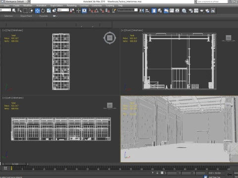 Interno della fabbrica del magazzino Modello 3D