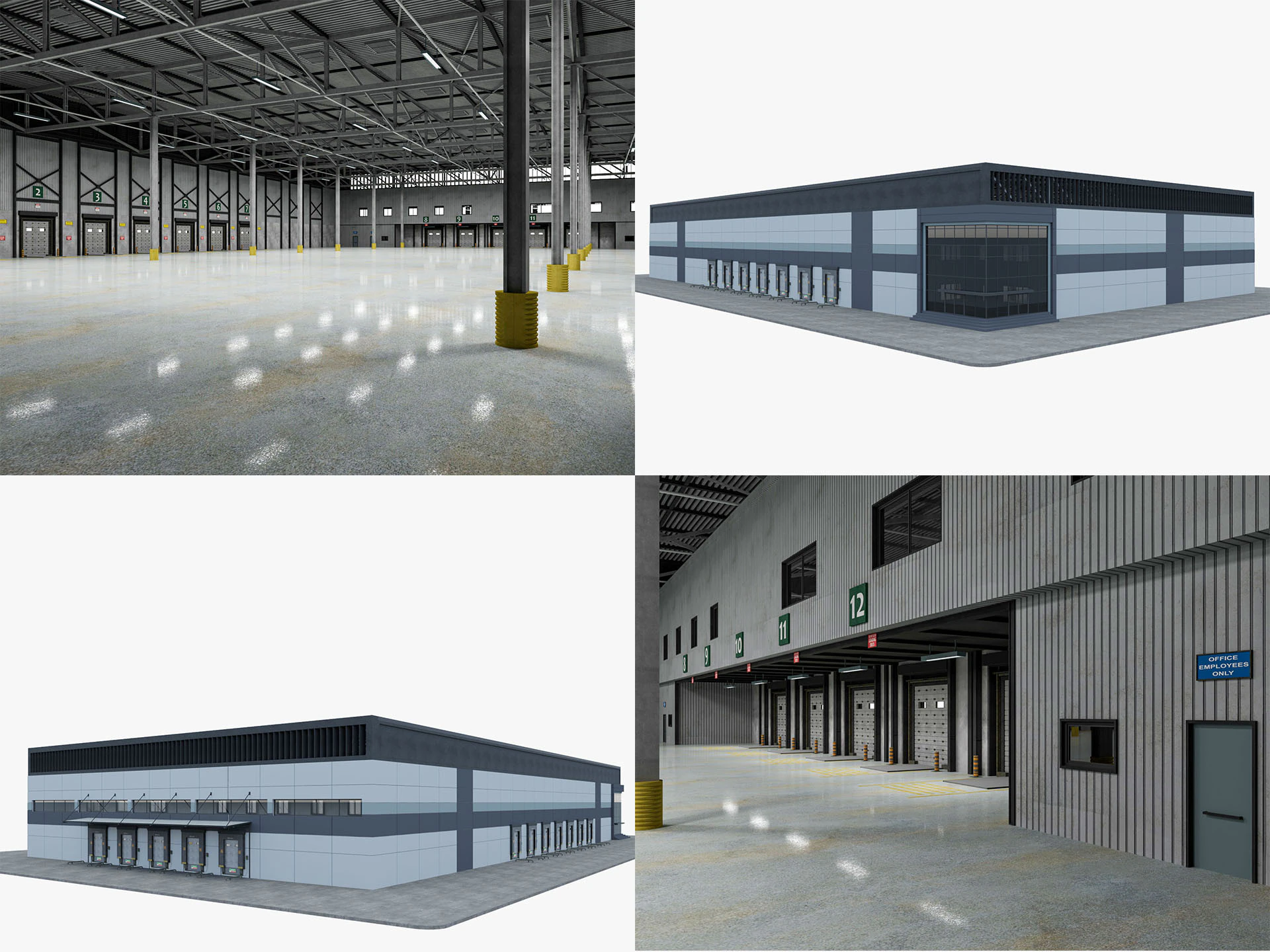 Warehouse Logistic 8 interior and exterior 3D Model .c4d .max .obj .3ds .fbx .stl .blend 