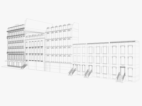 Row Houses and Parisian buildings Low-poly Modelo 3D