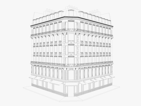 Row Houses and Parisian buildings Low-poly Modelo 3D