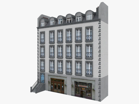 Row Houses and Parisian buildings Low-poly Modelo 3D