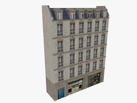 Row Houses and Parisian buildings Low-poly Modelo 3D
