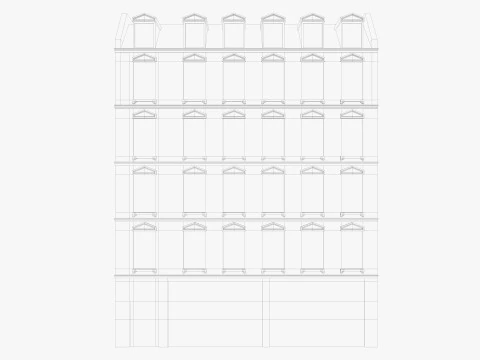 長屋とパリの建物のローポリゴン 3Dモデル