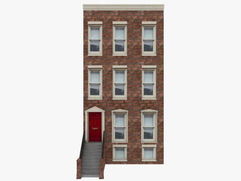 長屋とパリの建物のローポリゴン 3Dモデル