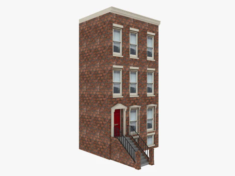 長屋とパリの建物のローポリゴン 3Dモデル