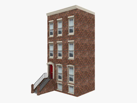 長屋とパリの建物のローポリゴン 3Dモデル