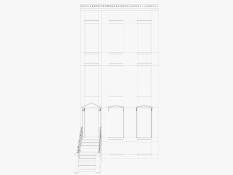 長屋とパリの建物のローポリゴン 3Dモデル