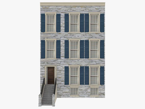 長屋とパリの建物のローポリゴン 3Dモデル