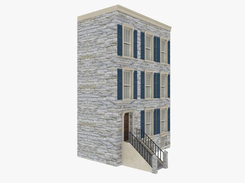 長屋とパリの建物のローポリゴン 3Dモデル