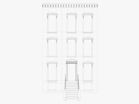 長屋とパリの建物のローポリゴン 3Dモデル