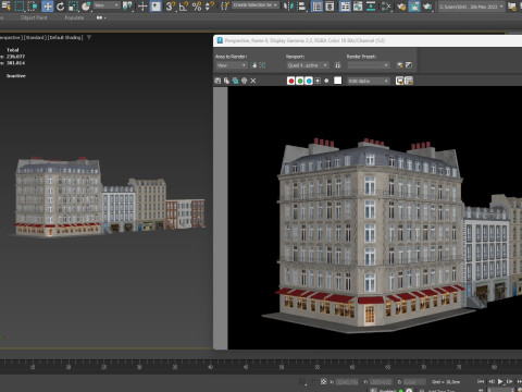 Row Houses and Parisian buildings Low-poly Modelo 3D