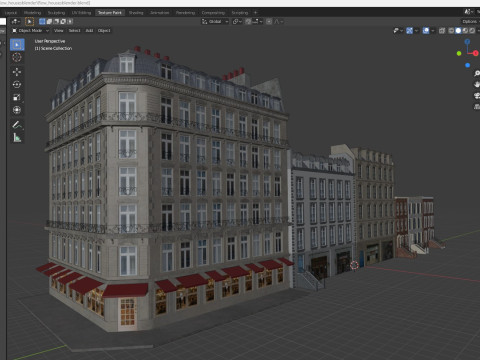 Row Houses and Parisian buildings Low-poly Modelo 3D