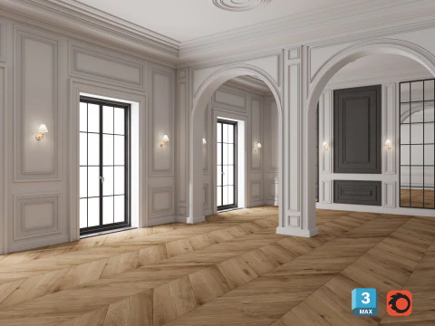 लॉफ्ट बेस रूम का इंटीरियर 4 3D मॉडल