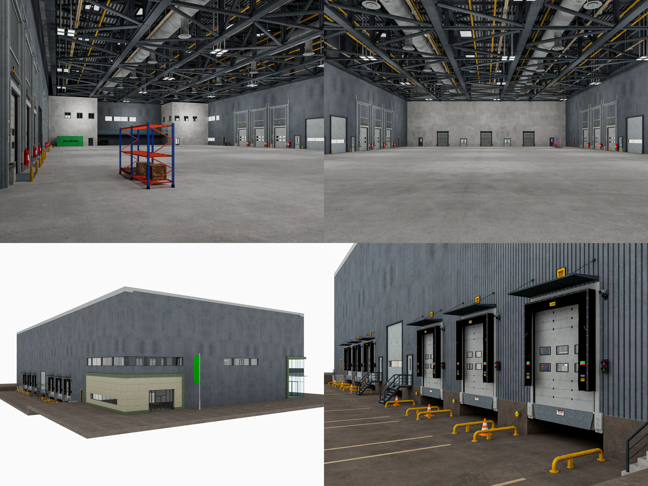 Warehouse Logistic 11 interior and exterior 3D Model .c4d .max .obj .3ds .fbx .stl .blend