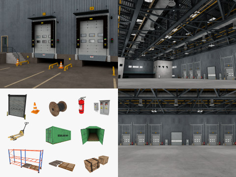 Warehouse Logistic 11 interior and exterior Modelo 3D
