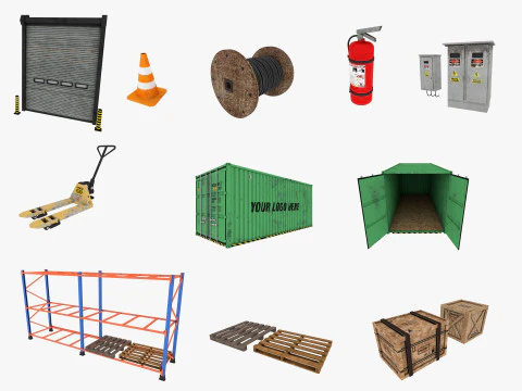 Warehouse Logistic 11 interior and exterior 3D Model