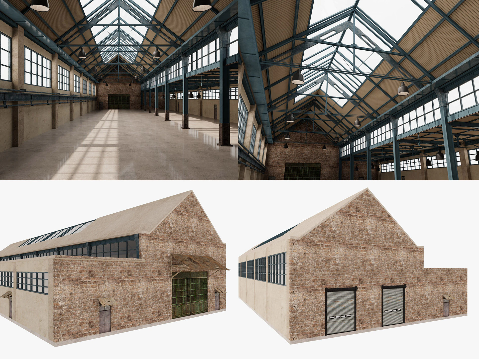 Warehouse Factory Hall 3D Model .c4d .max .obj .3ds .fbx .stl .blend 