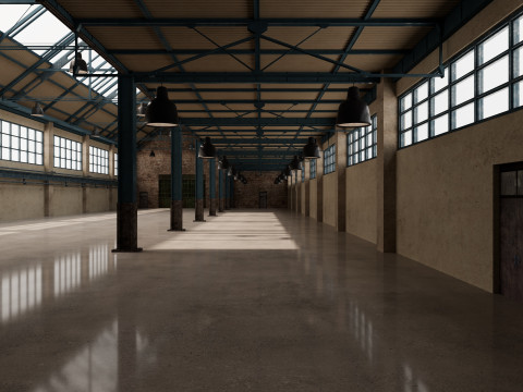 Warehouse Factory Hall 3D Model