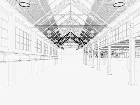 Warehouse Factory Hall 3D Model