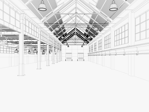 Warehouse Factory Hall 3D Model