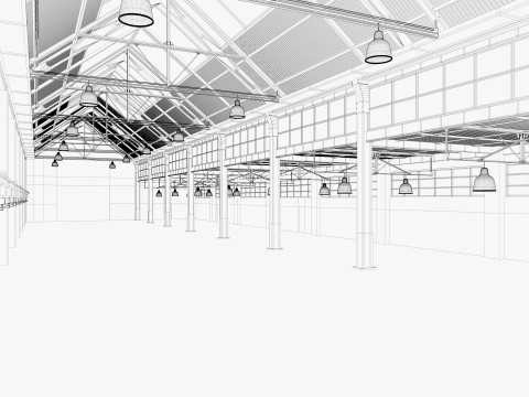 Warehouse Factory Hall 3D Model